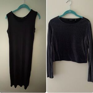 Sale! New Iman Global Chic Black Knit Dress with Separate Sweater 2 Piece Set